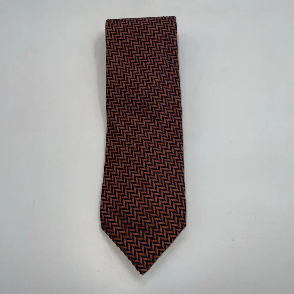 Vintage John Braye Mens 100% Silk Tie Geometric Handmade France 3.5” x 58”